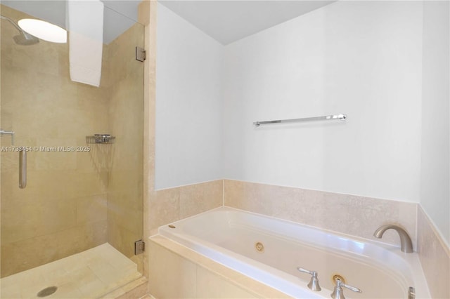 bathroom with plus walk in shower