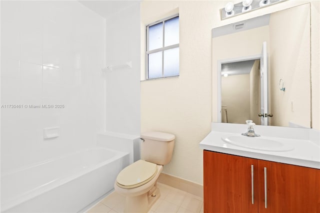 full bathroom with tile patterned flooring, vanity, shower / bathing tub combination, and toilet