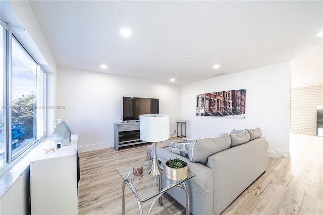 living room with light wood-type flooring