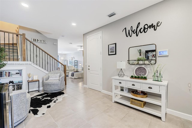 view of tiled living room