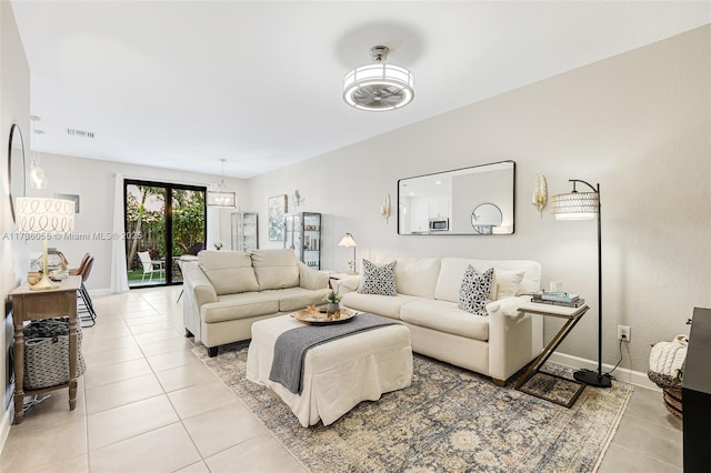 view of tiled living room