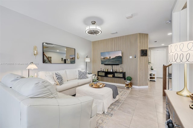 view of tiled living room