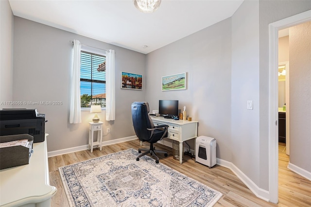 office featuring light wood-type flooring