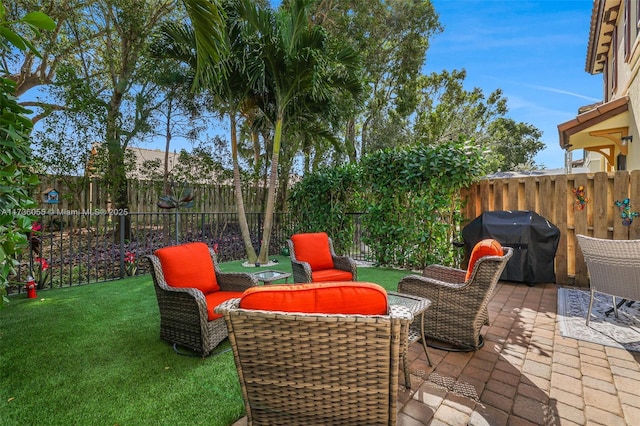 view of patio with area for grilling