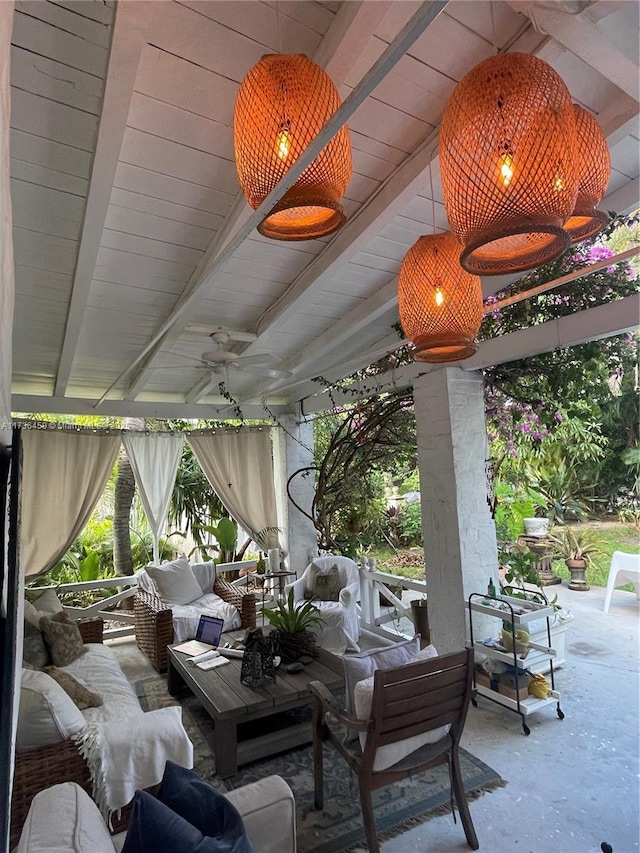 view of patio / terrace with outdoor lounge area and ceiling fan