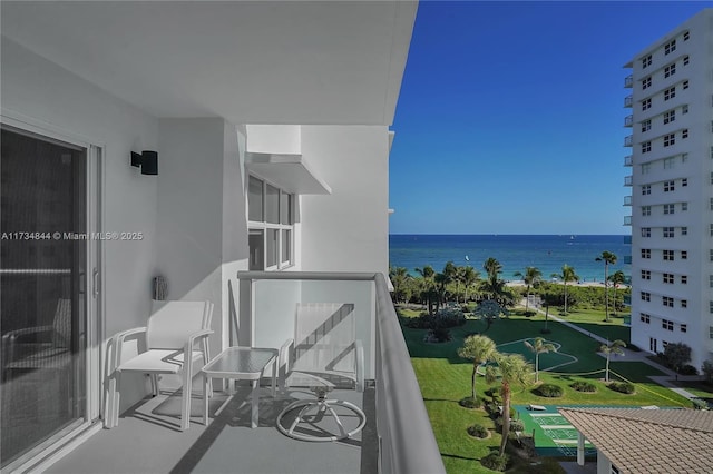 balcony with a water view