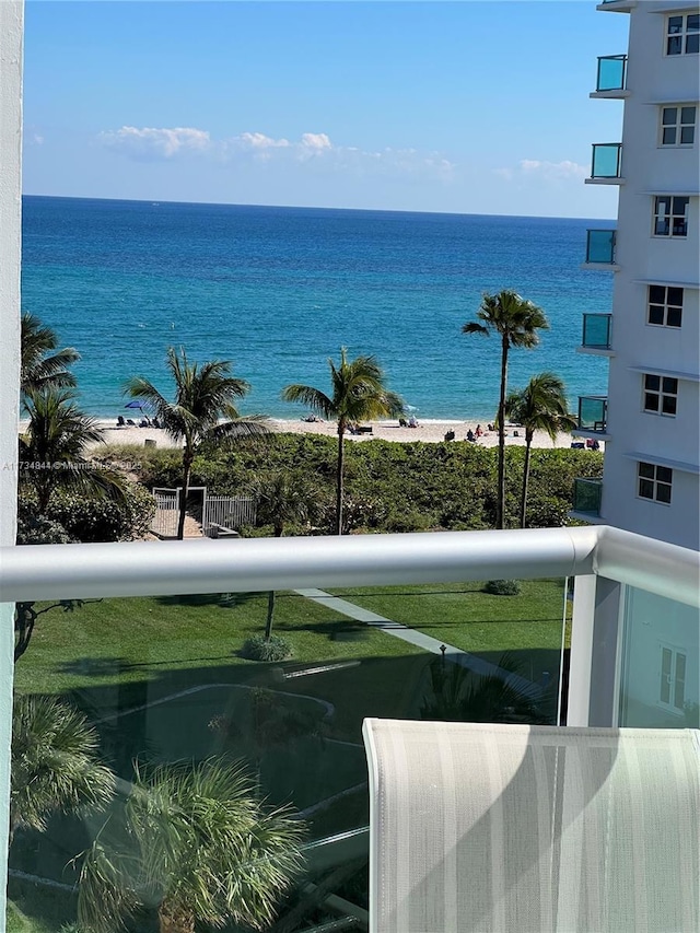 view of water feature featuring a beach view