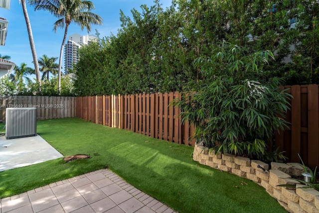 view of yard featuring a patio and cooling unit