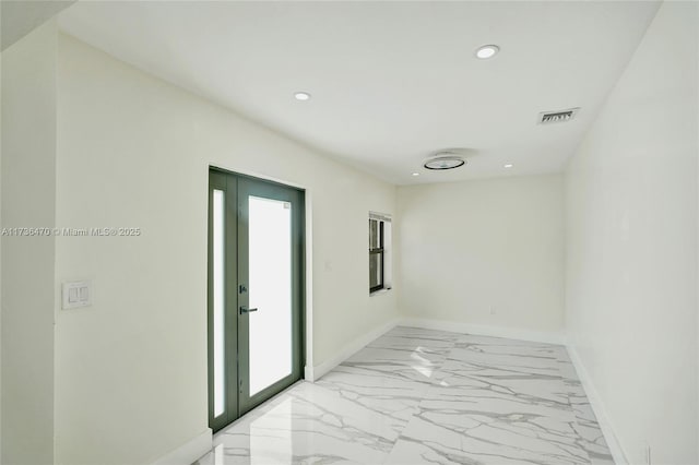 hallway featuring french doors