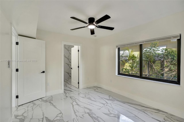 unfurnished bedroom with ceiling fan