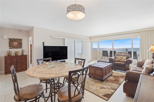 living room with light tile patterned floors