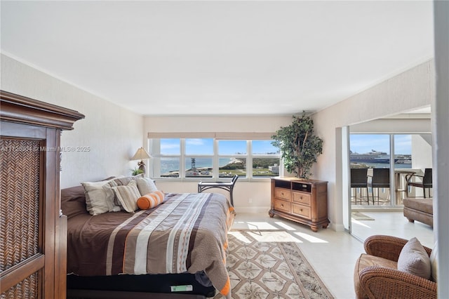 bedroom featuring multiple windows and access to exterior