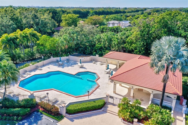 view of pool featuring a patio area