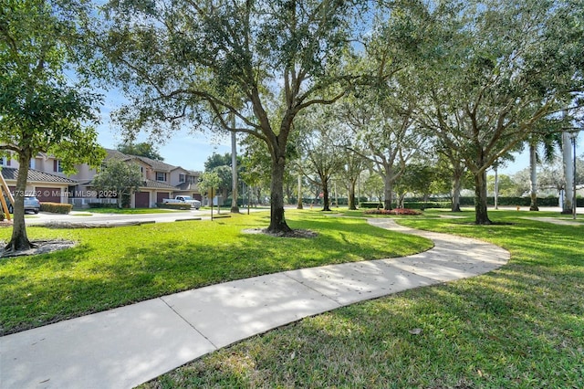 view of home's community featuring a lawn