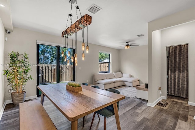 18330 NW 91st Ct Unit 18330, Hialeah, FL 33018 - dining area featuring wood finished floors, a ceiling fan, and baseboards