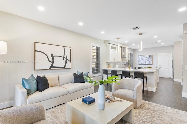 living room featuring light hardwood / wood-style floors