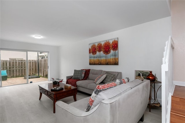 living room with wood-type flooring