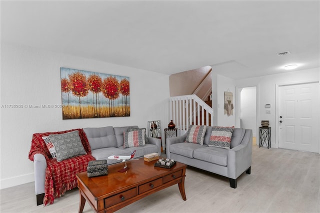 living room featuring light hardwood / wood-style flooring