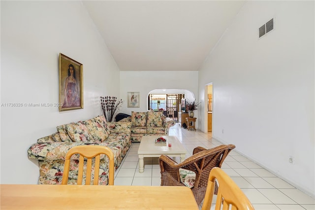 view of tiled living room