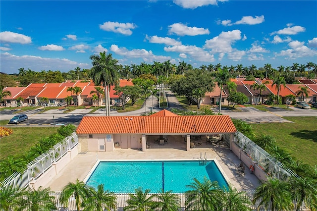 view of swimming pool with a patio