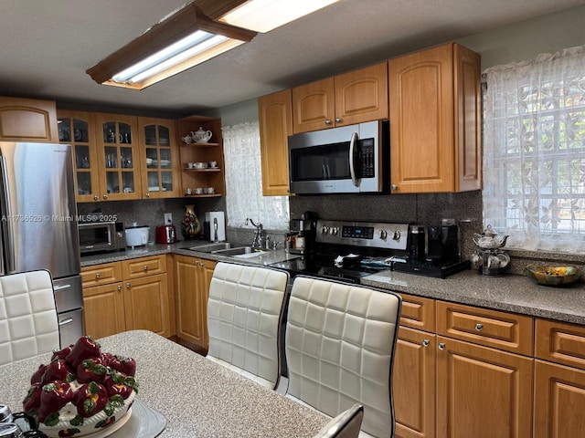 kitchen featuring tasteful backsplash, stainless steel appliances, and sink
