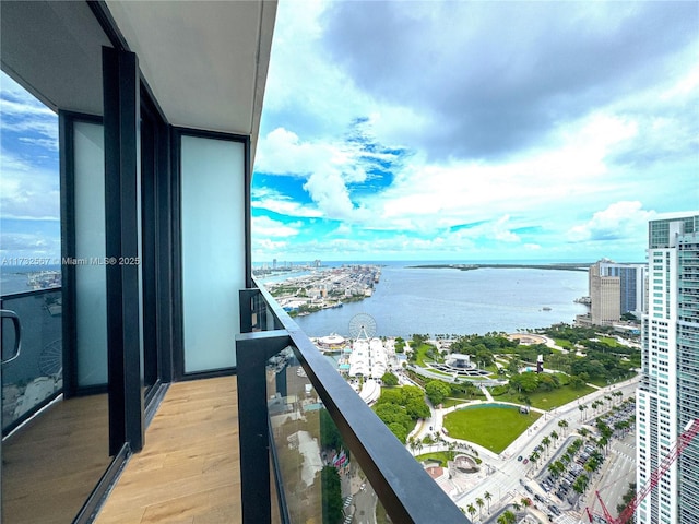 balcony with a water view