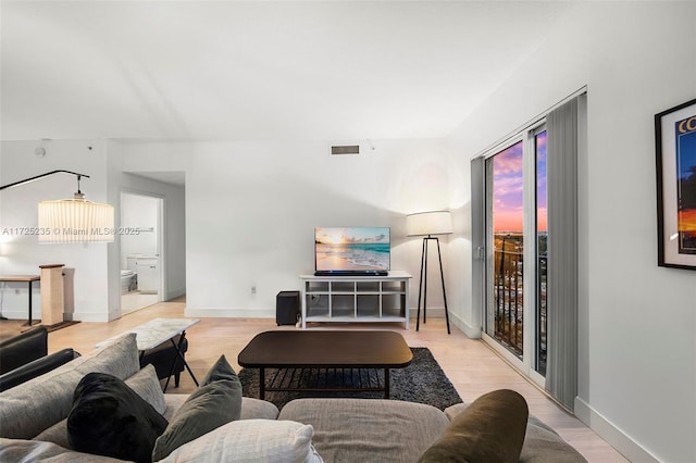 living room featuring light hardwood / wood-style floors