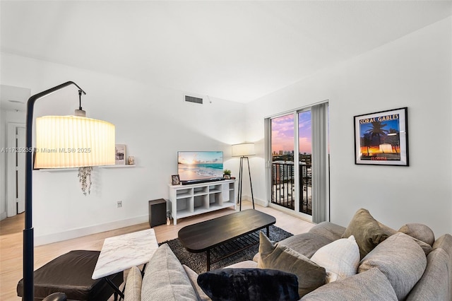 living room featuring light hardwood / wood-style flooring