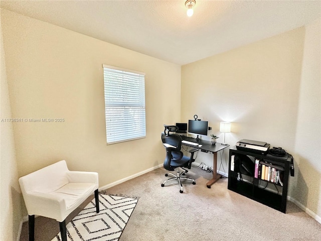 view of carpeted home office