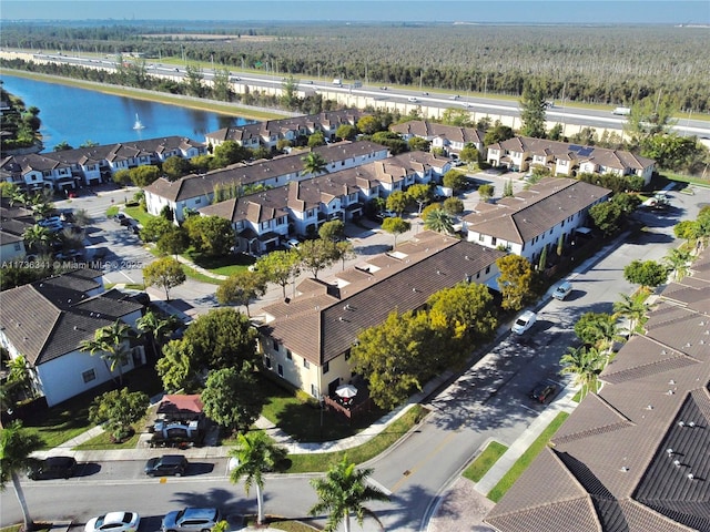 bird's eye view featuring a water view