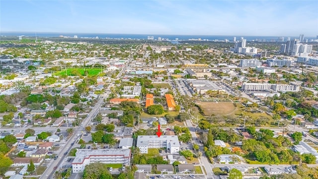 drone / aerial view featuring a city view