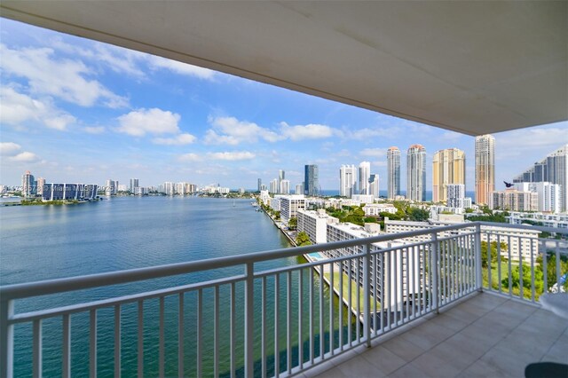 balcony with a water view