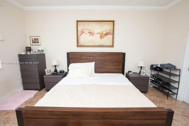 bedroom featuring crown molding