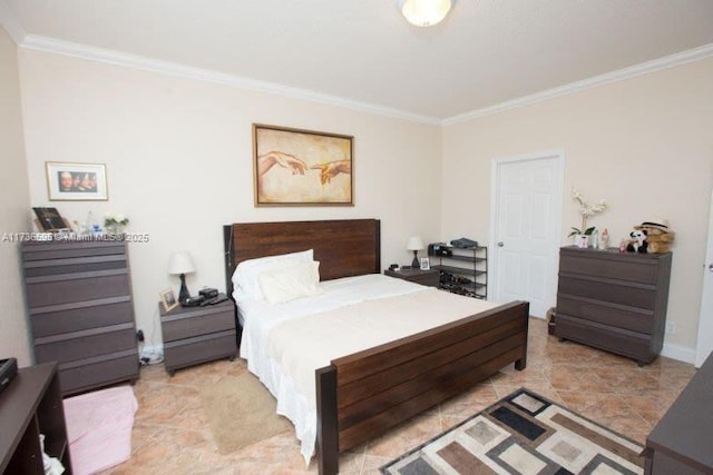 bedroom with crown molding