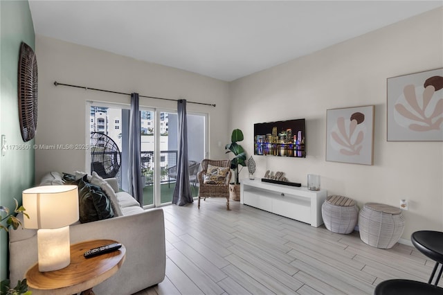 living room featuring light hardwood / wood-style floors