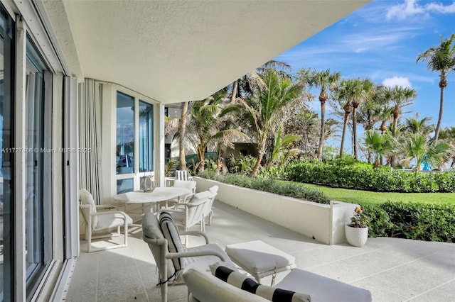 balcony with a patio area