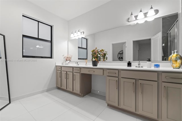 bathroom featuring vanity and tile patterned flooring