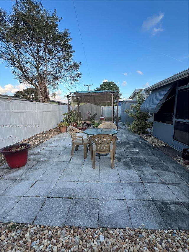 view of patio featuring outdoor dining area and a fenced backyard