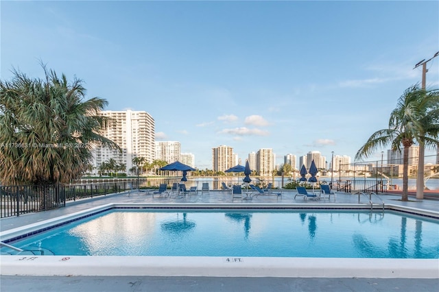 view of pool featuring a patio area