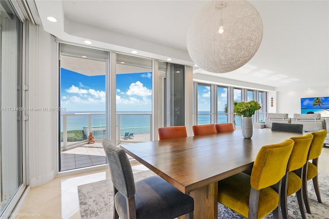 tiled dining room with a healthy amount of sunlight