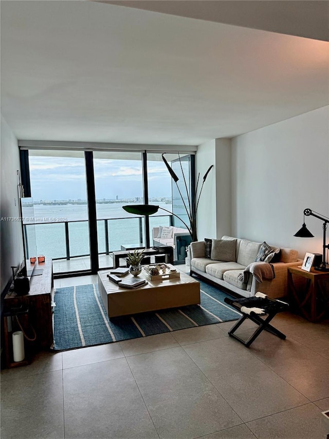 460 NE 28th St Unit 2503, Miami, FL 33137 - living area featuring a water view and floor to ceiling windows