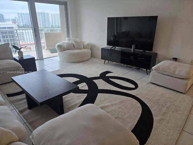 view of tiled living room