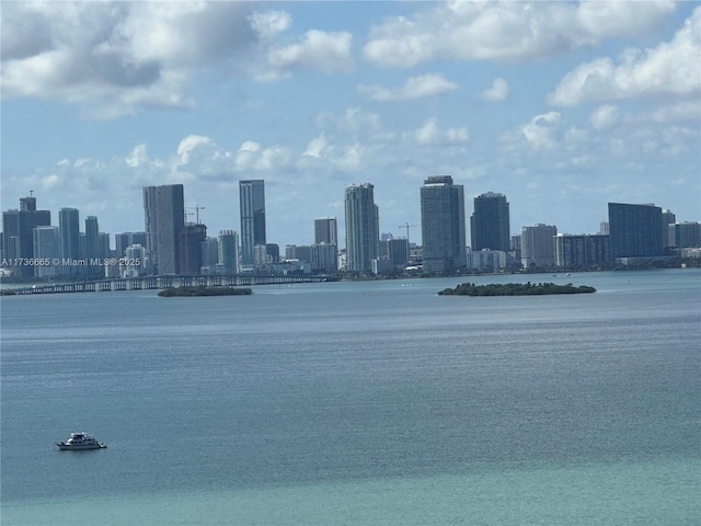 property view of water featuring a view of city