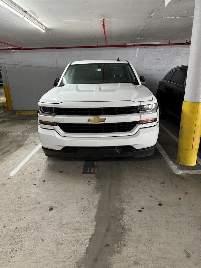 parking garage with concrete block wall