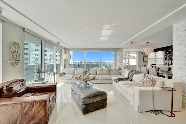 view of tiled living room