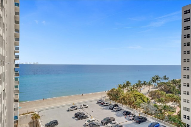 view of water feature featuring a beach view