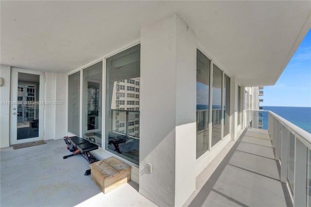 balcony with a water view