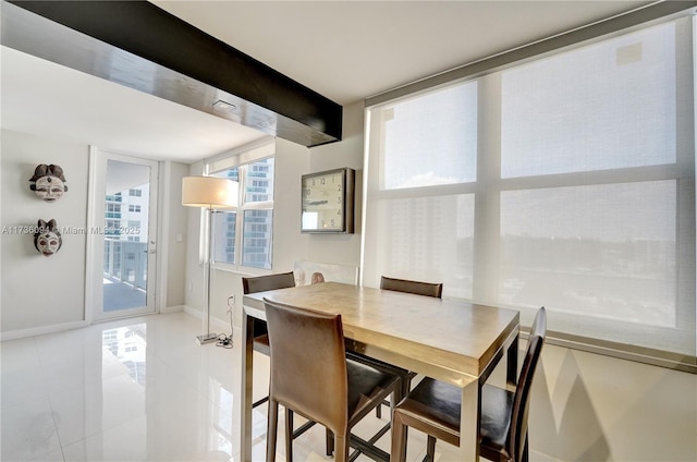 view of tiled dining space