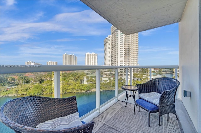balcony with a water view