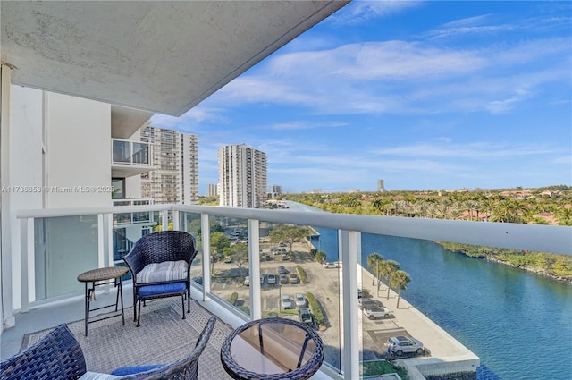 balcony with a water view